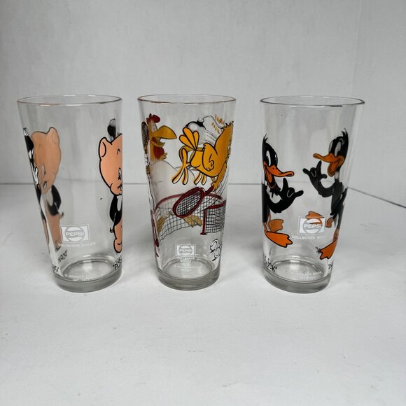Vtg 1976 Pepsi Collector Glasses Looney Tunes Porky Pig Foghorn Leghorn Daffy Du - Picture 3 of 7
